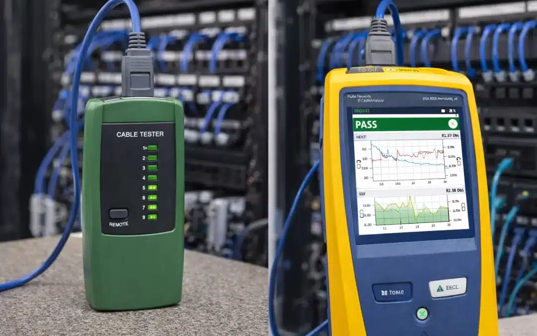 Testador X certificador de cabos: diferenças técnicas, limitações e quando usar cada um