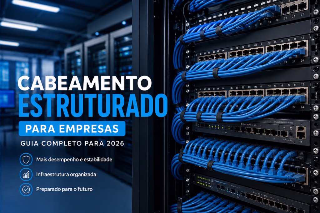 Cabeamento estruturado para empresas em rack de rede corporativo